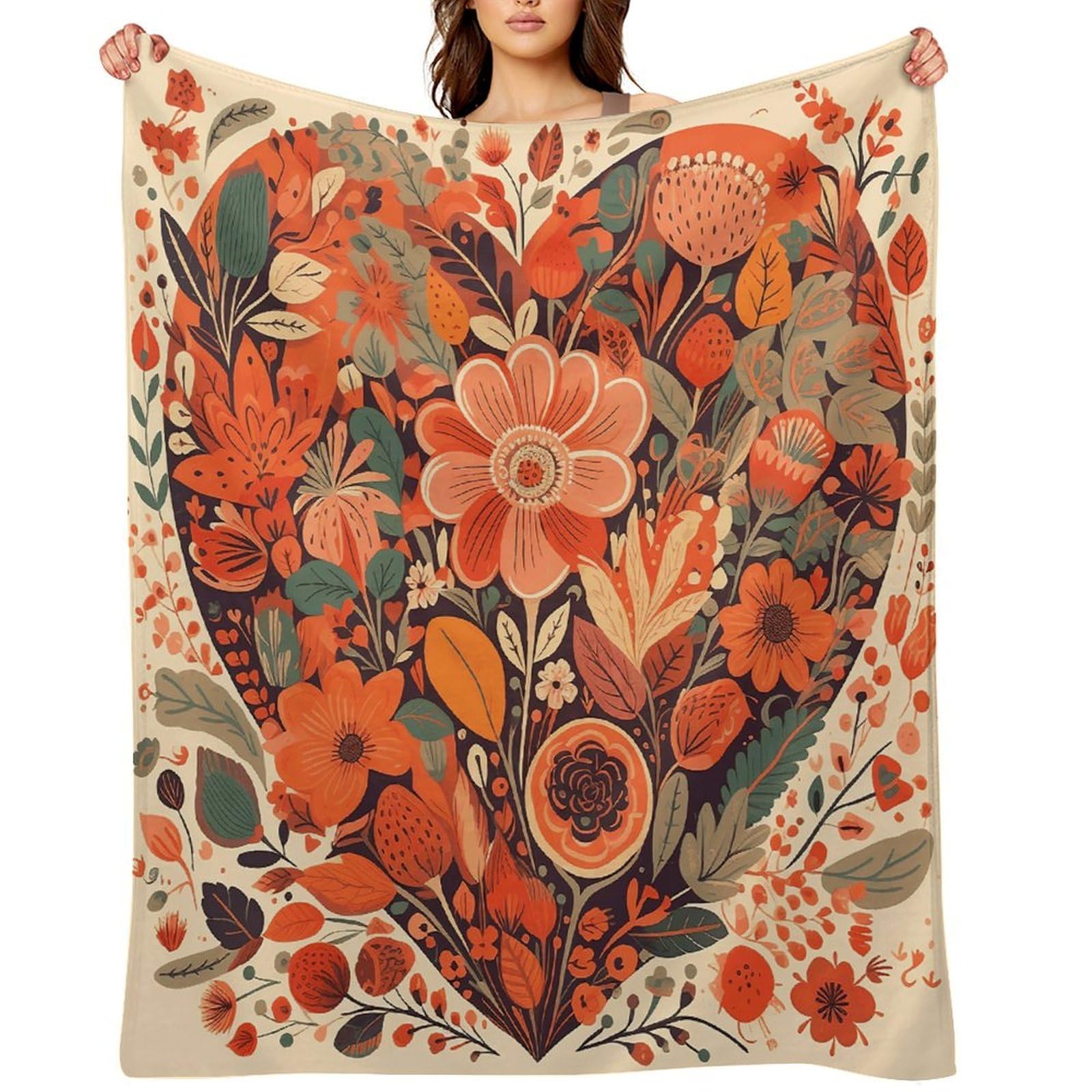 Fekiloot Style Folk Flowers Throw Blankets Camping Blanket30 X40