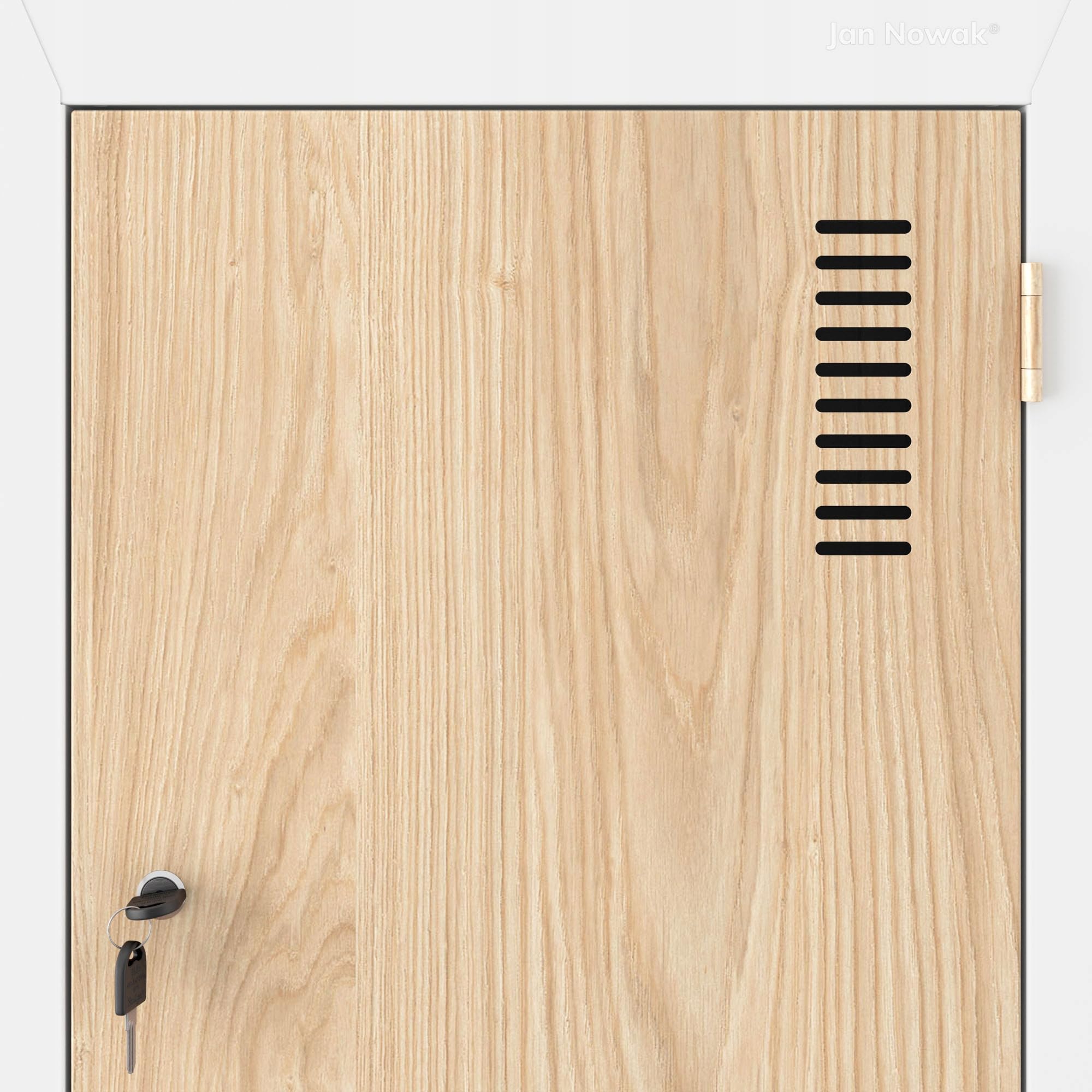 Jan Nowak Umkleideschrank Z02 Spind mit 4 Abteilen Kleiderspind Metallschrank Flügeltür Lüftungsschlitzen Pulverbeschichtung 185 cm x 80 cm x 45 cm (Weiß-Holz)