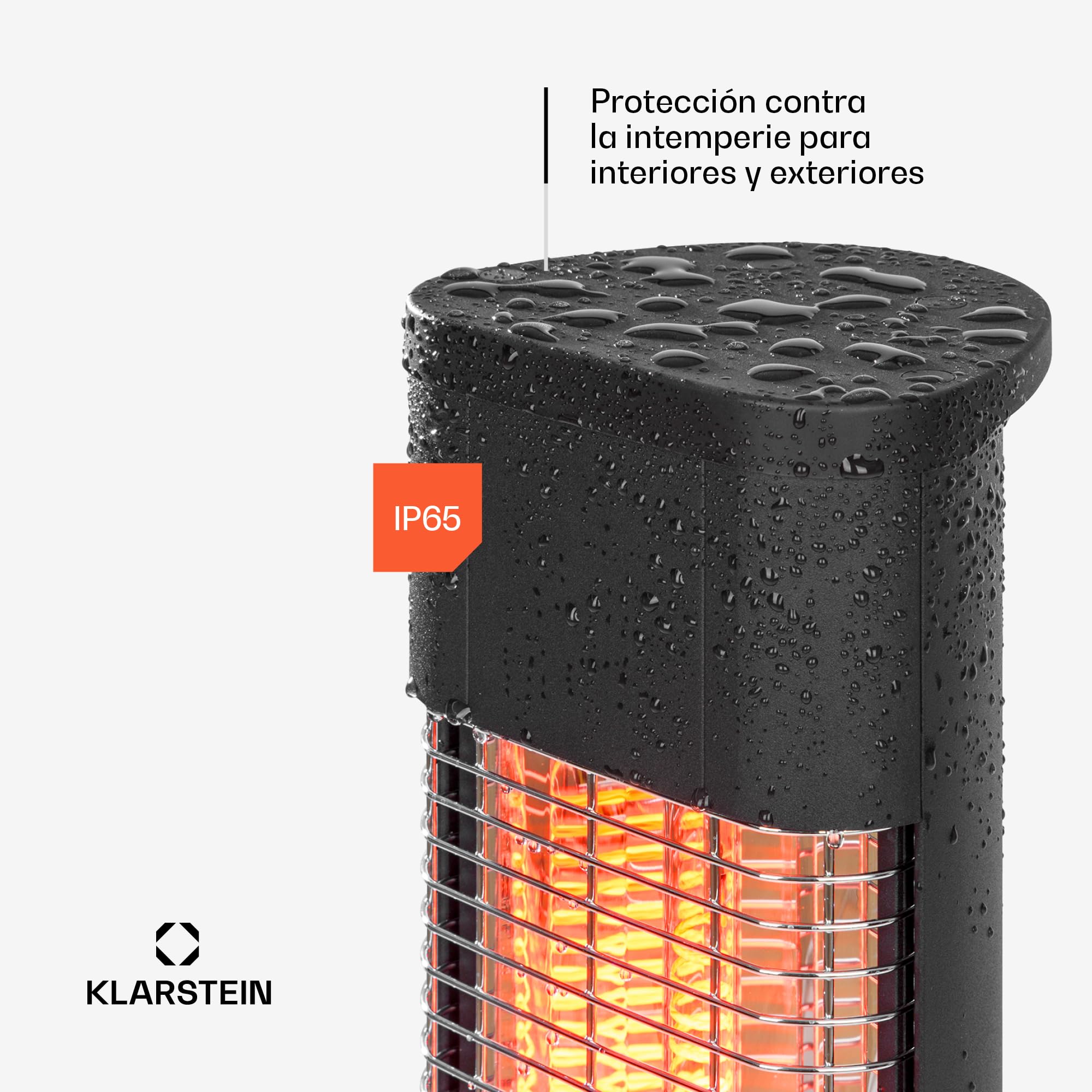 Klarstein Radiador Electrico Bajo Consumo, Calefactor para Patio o Terraza de 1200W, Mando a Distancia, Radiadores Bajo Consumo Electricos, Antivuelcos, IP65, Calefactores Jardín, Exterior e Interior