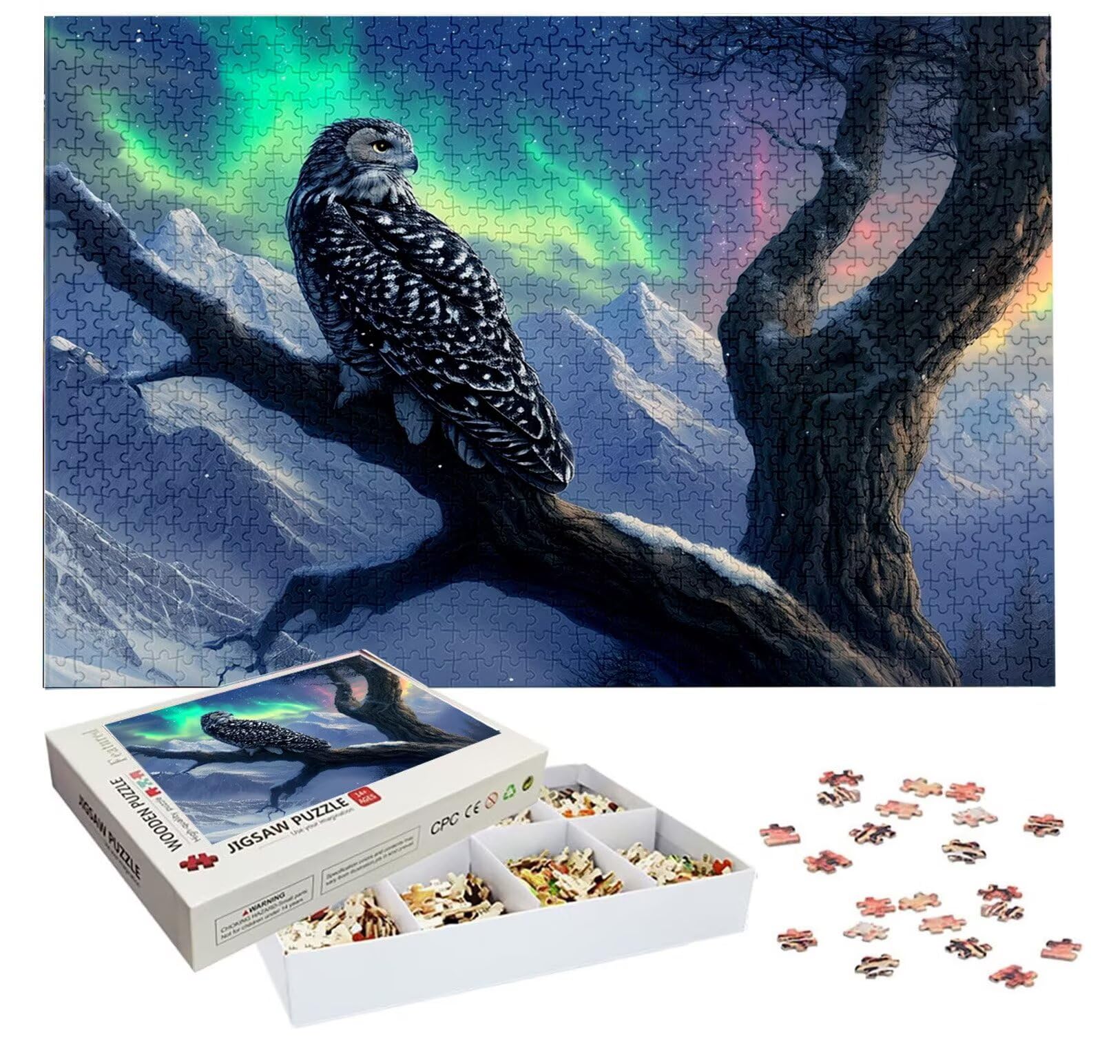 Puzzle 1500 elementów, Aurora Puzzle 1500 elementów dla dorosłych, klasyczne puzzle z orłem, drewniane puzzle dla dorosłych, puzzle dla całej rodziny, prezenty dla kobiet, mężczyzn na Boże Narodzenie