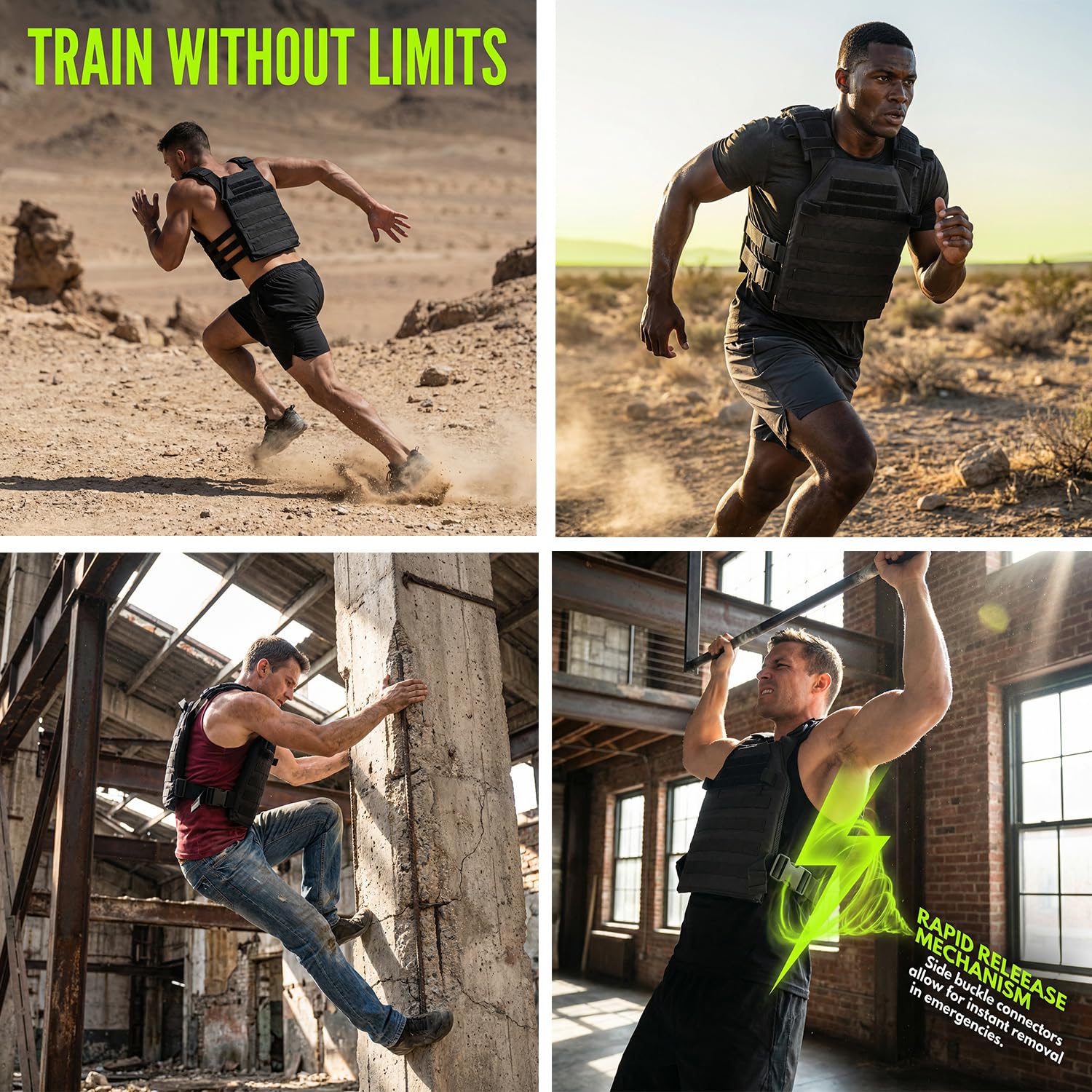 Greencity Gewichtsweste Einstellbar Kraft- und Ausdauertraining Taktische Weste Schnellverschluss mit MOLLE-System, Fitness Workouts, Laufen