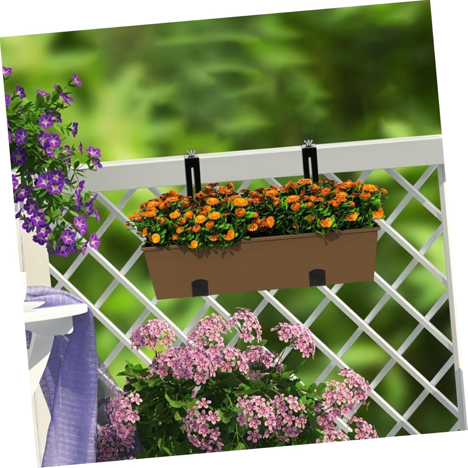 2pcs Adjustable Plant Hanger Brackets for Use Durable Iron Flower Pot Holders for Railings Balconies and Gardens Stylish Home Decoration