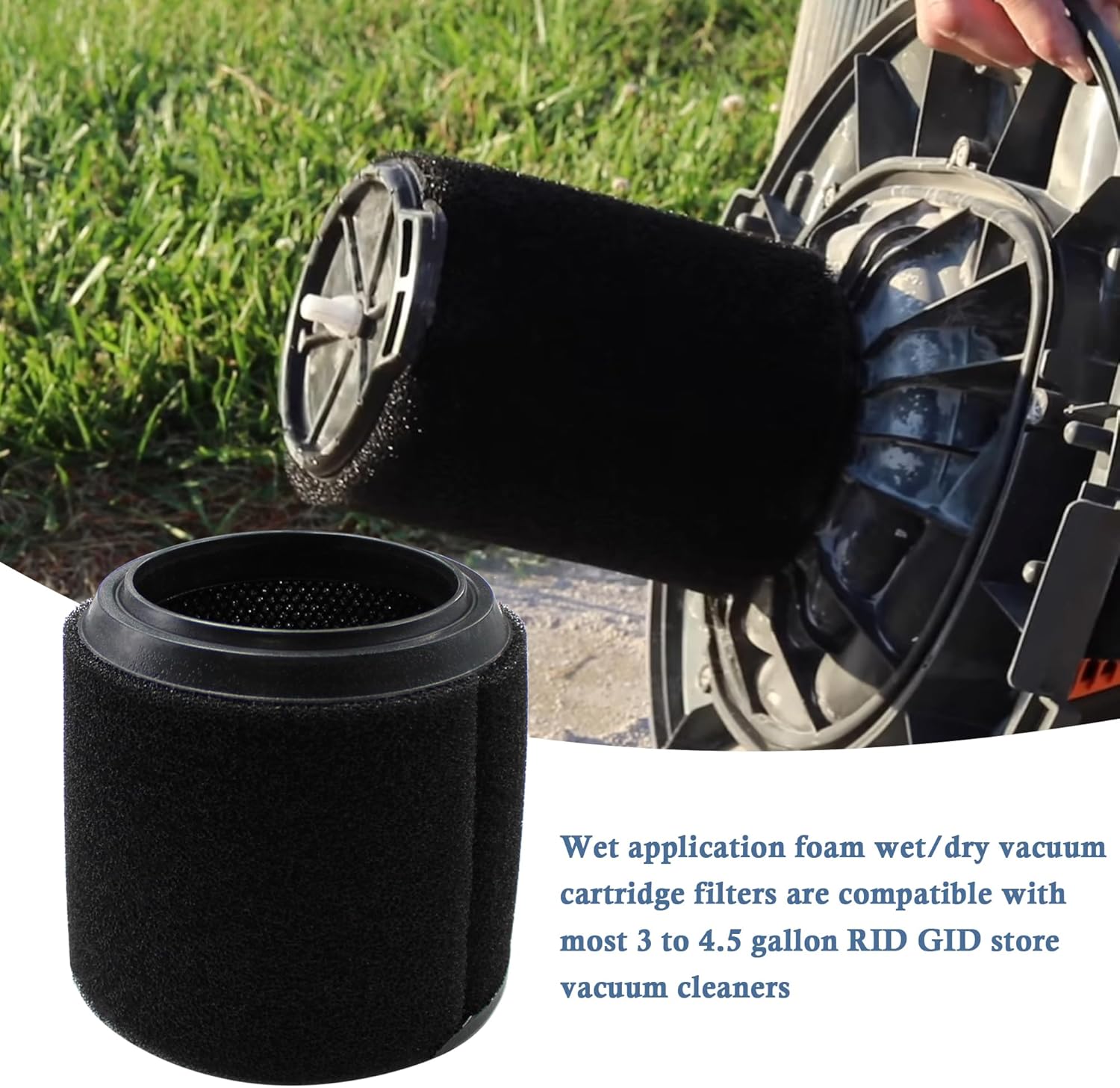 VF3700 Filter (Single Wet Application Foam Filter Cartridge) Fit for 3 to 4.5 Gallon RIDGID Wet/Dry Shop Vacuums