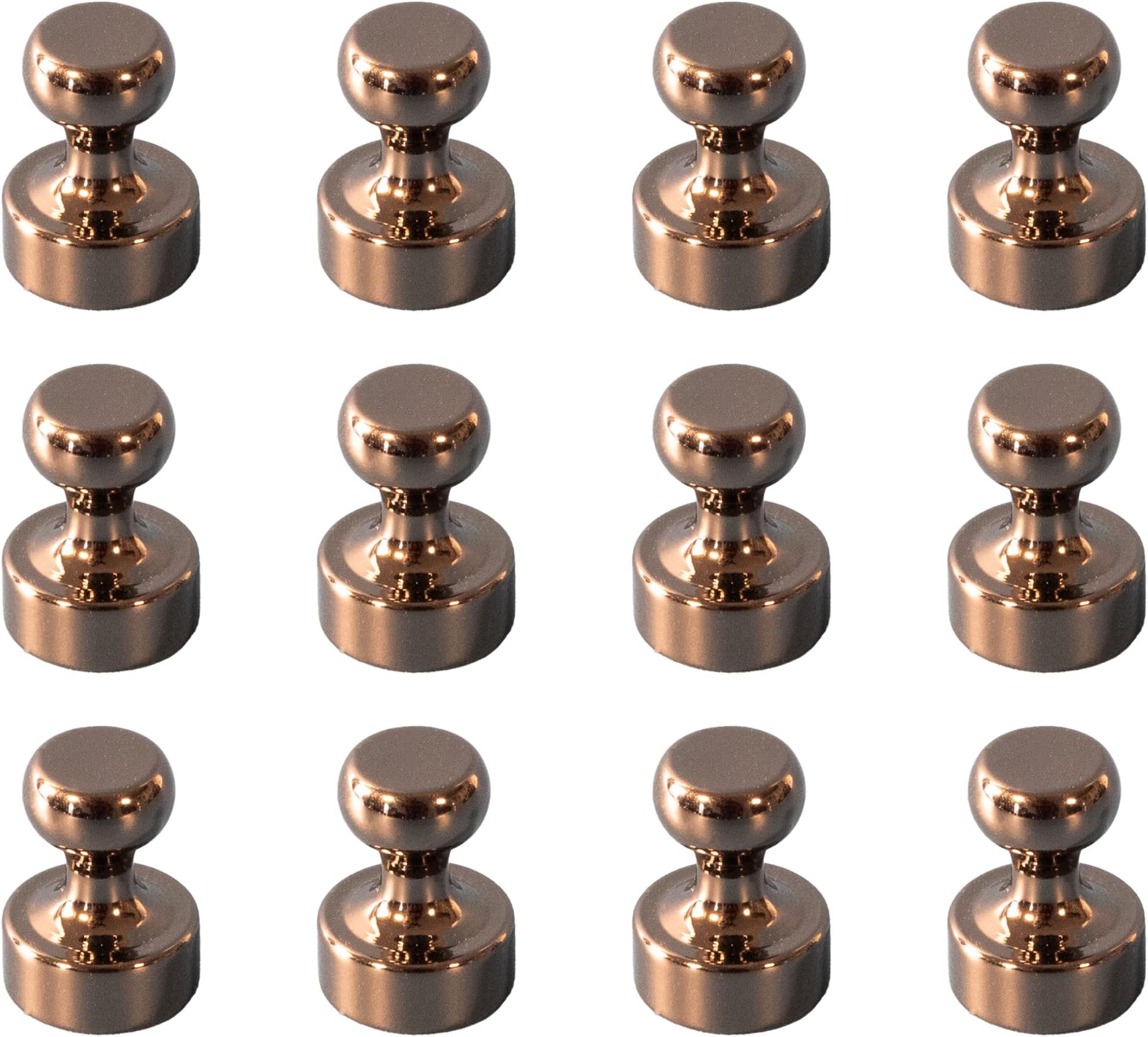 Brute Magnetics 12Pcs Brushed Bronze Magnetic Push Pins- Versatile Classroom, Kitchen, and Office Magnets - Ideal for Fridge, Locker, Whiteboard- Strong Neodymium Magnet for Secure Hold