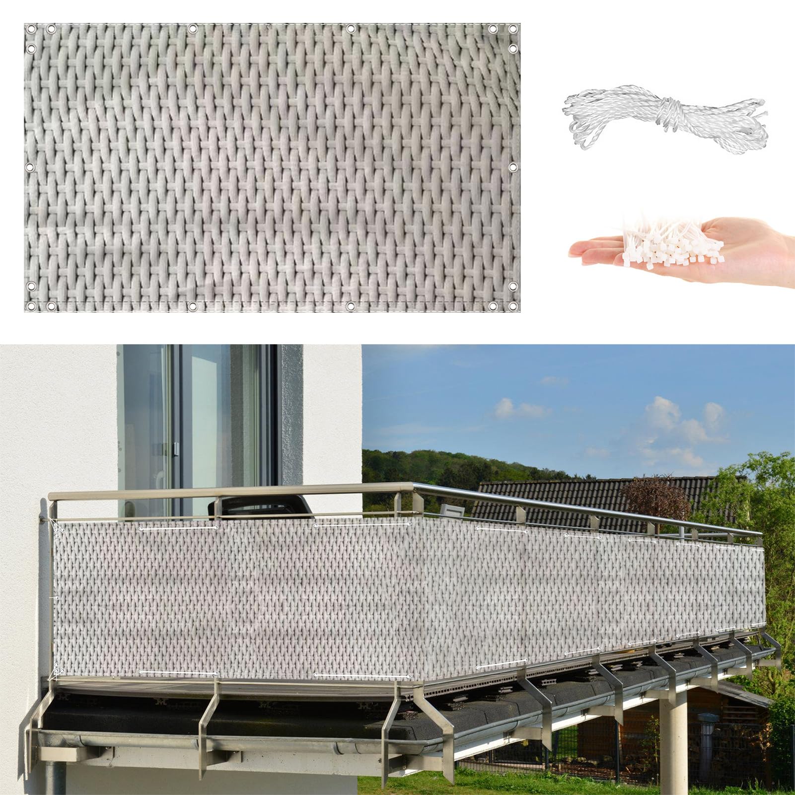GLDYTVF for Balcony and Garden 1.5m x 5m UV Protection Weather Resistant Waterproof Includes Cable Ties and Rope Shading Net for Backyard Gardens Woven Patterns