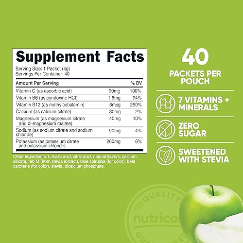 Miniatura 2 de Nutricost Complejo de Electrolitos, sabor a manzana verde, 40 sobres - Complejo de hidratación avanzada