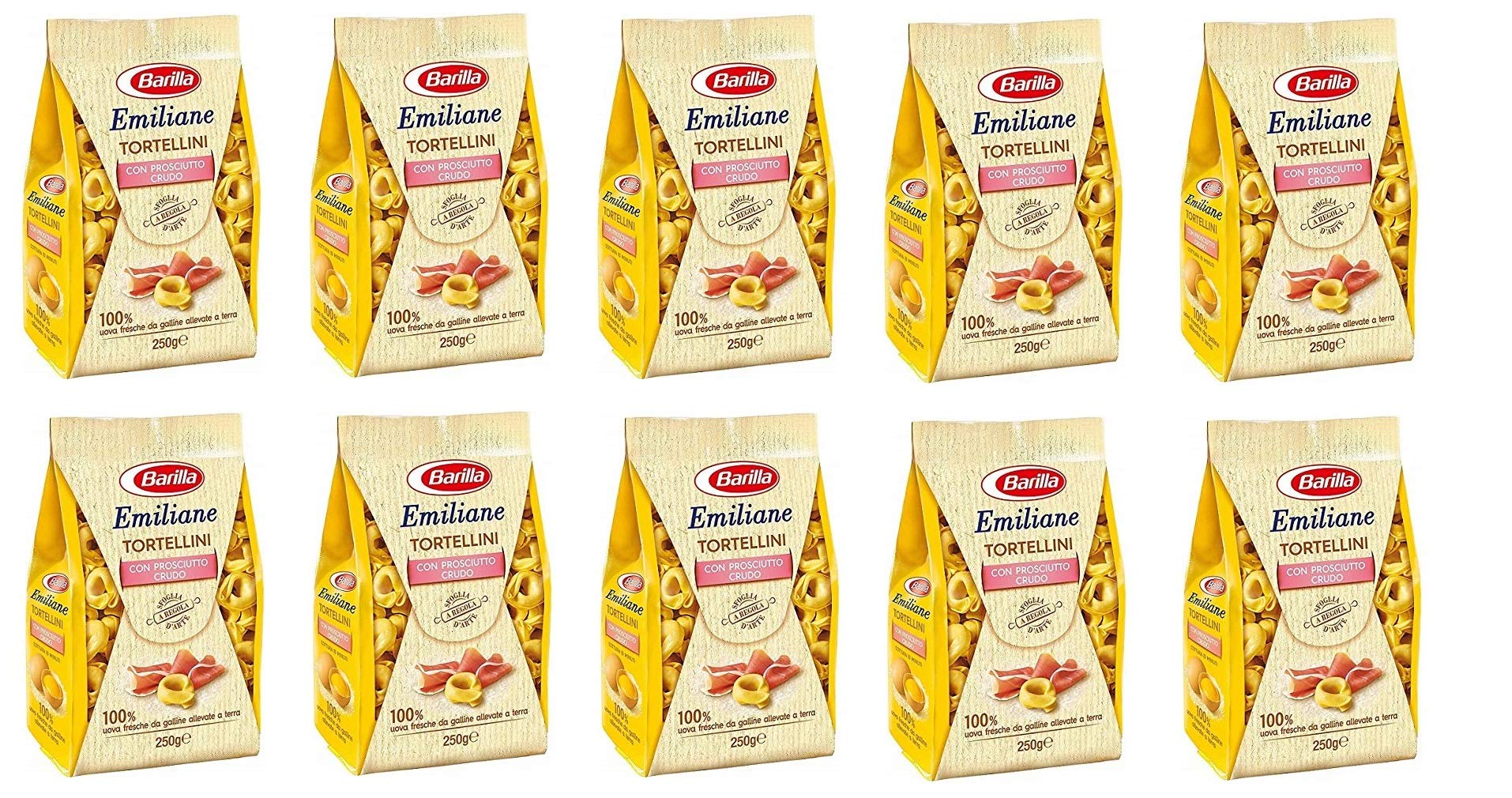 10x Barilla Emiliane Tortellini all'uovo mit rohem Schinken Nudeln mit ei 250g