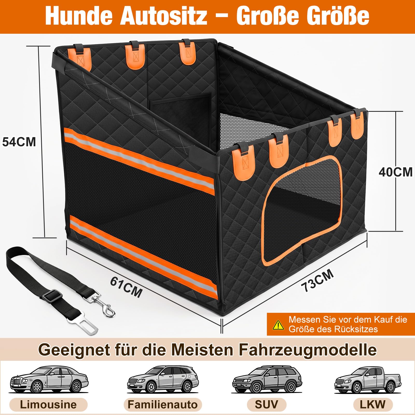 X XBEN Extra Stabiler Hunde Autositz, 50% Mehr Platz Hundesitz Auto Rückbank mit 3 Mesh-Fenstern, Hohe Tragfähigkeit Hundeautositz für Mittlere und Große Hunde, Wasserdicht Kratzfest rutschfest