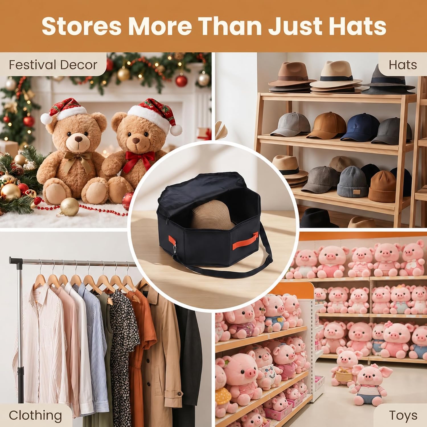 2 Pcs Cowboy Hat Box for Storage, Foldable Sturdy Hat Case for Travel