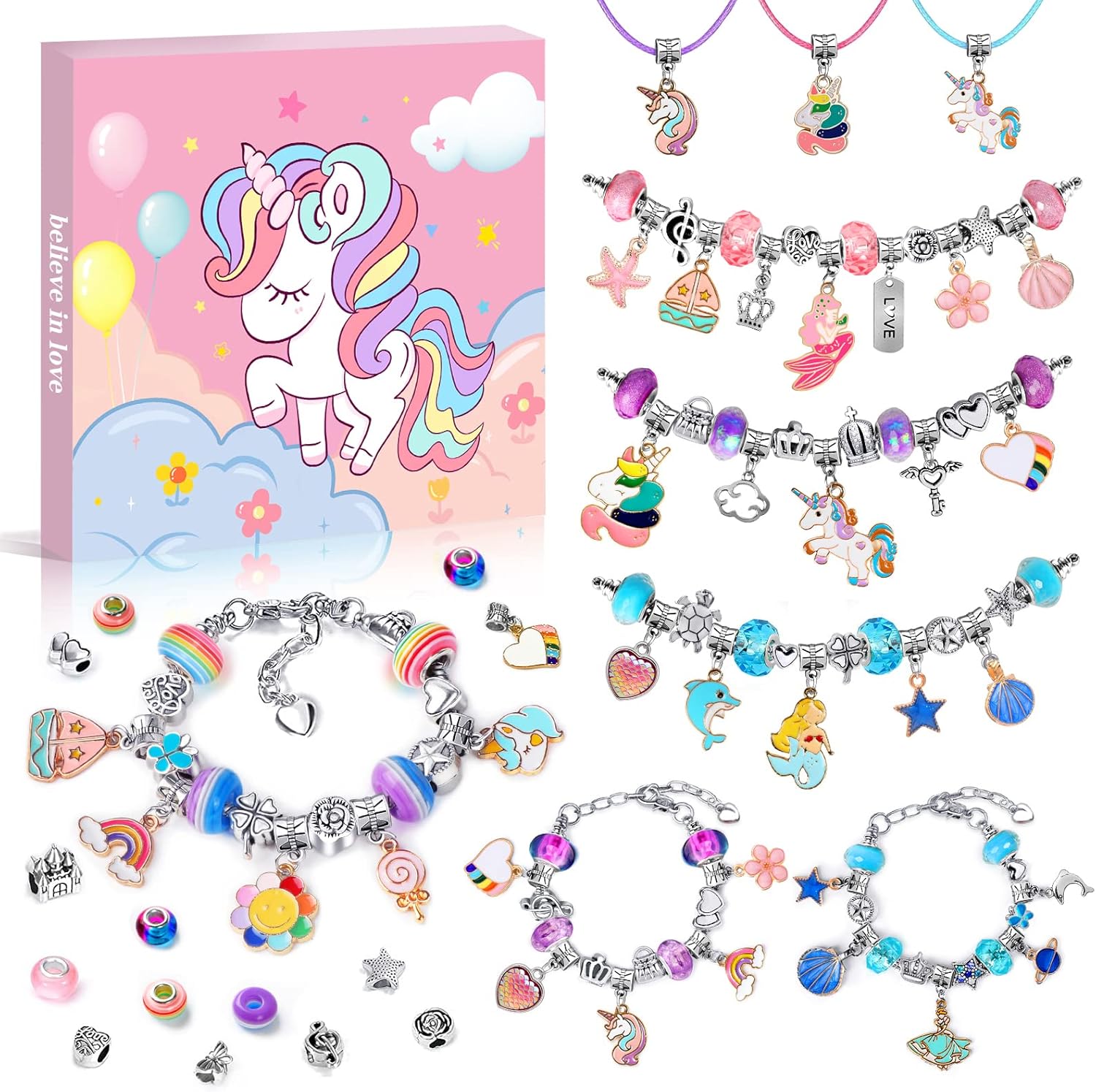 AmzKoi Regalo Niña 5-13 Años Kit para Hacer Pulseras Niñas Joyas Manualidades Niñas Abalorios para Hacer Pulseras Regalos Niñas Niños Juguete Pulseras DIY Navidad Regalo Niñas 6 7 8 9 10 11 12 13 Años