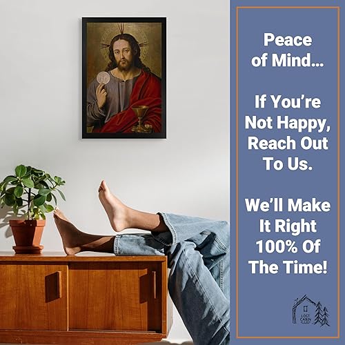 Miniatura 5 de Póster enmarcado de Cristo el Salvador con la Eucaristía de Vicente Juan Masip para decoración de pared, pintura fina para el hogar y la oficina,