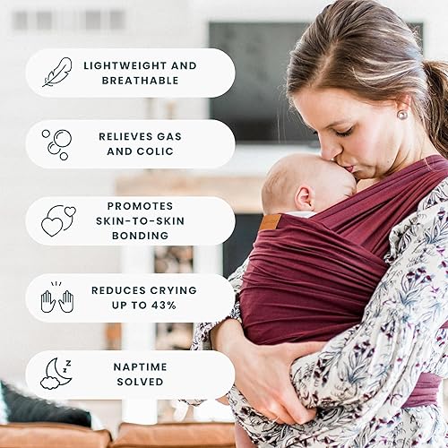 Miniatura 3 de Ezra Baby Wrap - Portabebés ligero - Rojo Merlot - La mejor envoltura de bebé para recién nacidos de 0 a 18 meses - 100% Tencel modal, cómodo,