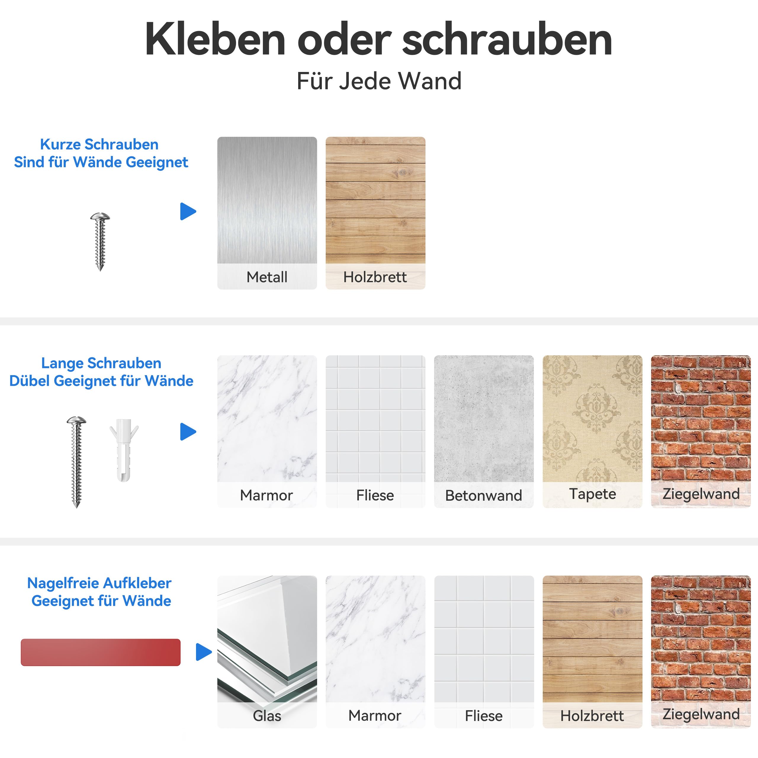 Edelstahl Handschuhhalter Wand (3 Boxen) – Gebürsteter Handschuhspender für Einweghandschuhe – Handschuhhalterung Wand für Nitril, Latex, Vinyl – Wandhalterung mit Schrauben oder Klebemontage