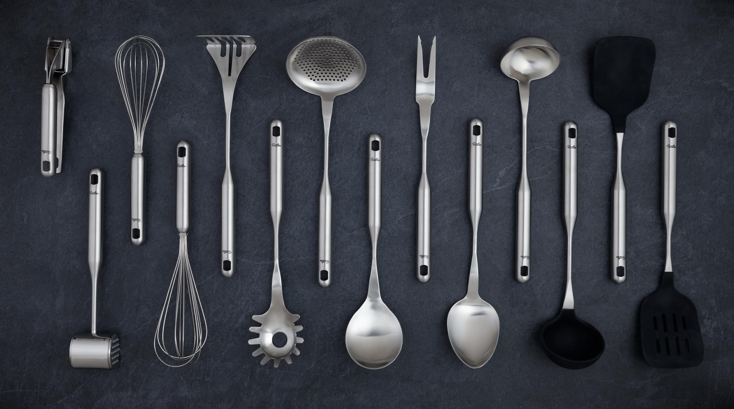Fissler Cazzuola essenziale in silicone con manico in acciaio inox (38 cm) per salsa, mestolo, con occhiello per appenderla, lavabile in lavastoviglie