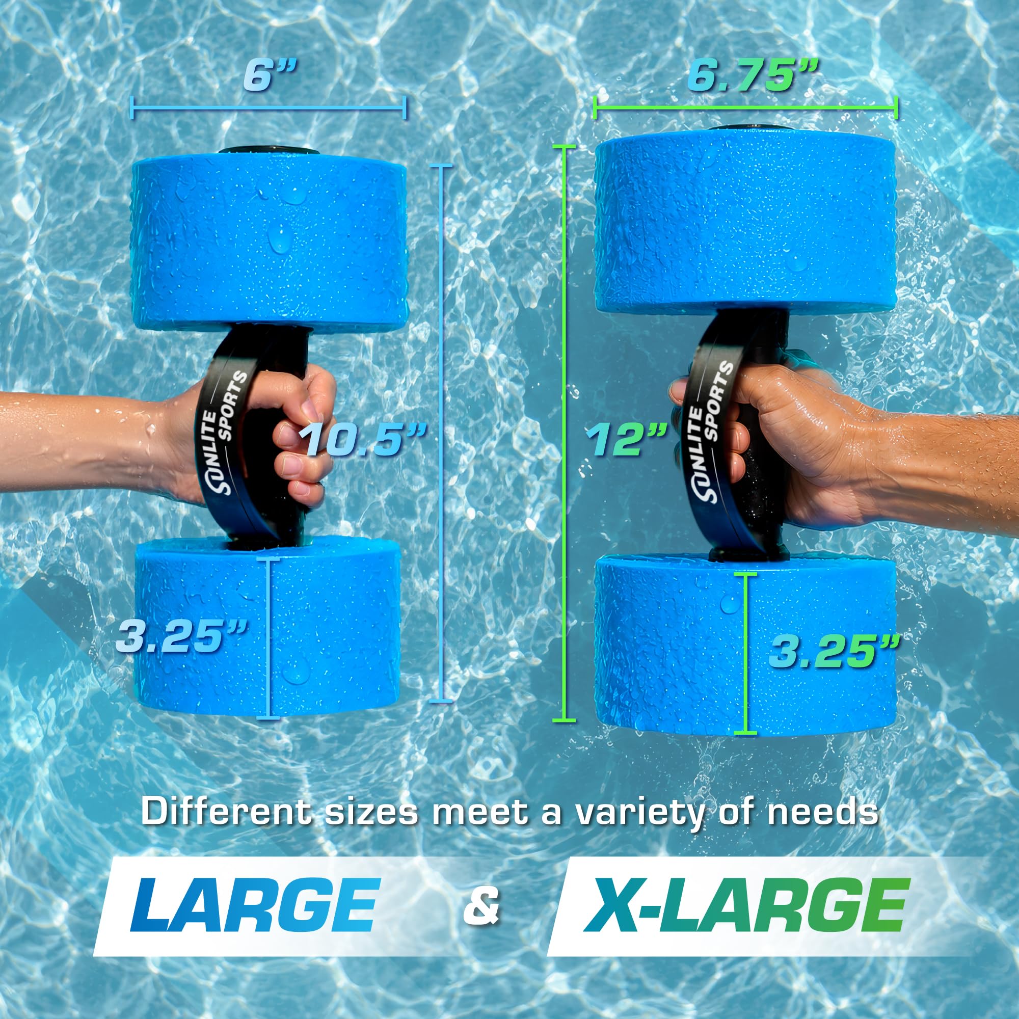 Sunlite Sports Hochdichtes EVA-Schaum-Hantel-Set, Wassergewicht, Schwimmgürtel, weich gepolstert, Wassergymnastik, Aqua-Therapie, Pool-Fitness, Wasserübung