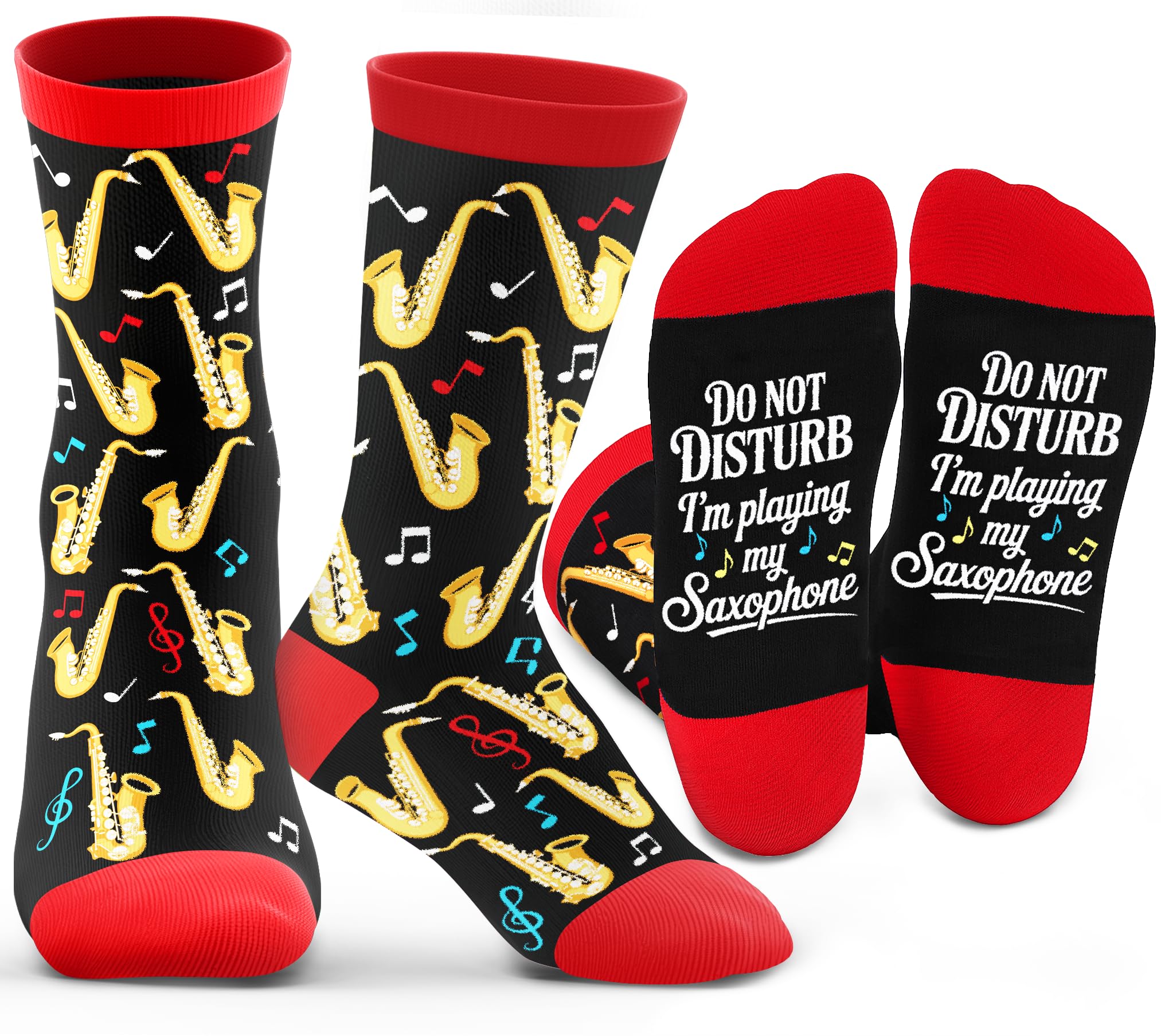 ZAGKOO Gifts for Guitar Players Rock And Roll Music Lovers Saxophone Trombone - Funny Socks for Men Women - Fathers Day Ideas