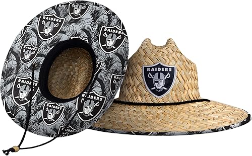 FOCO - Sombrero de paja para hombre, floral, con logotipo, de equipo de la NFL, para usar en la playa, para salvavidas