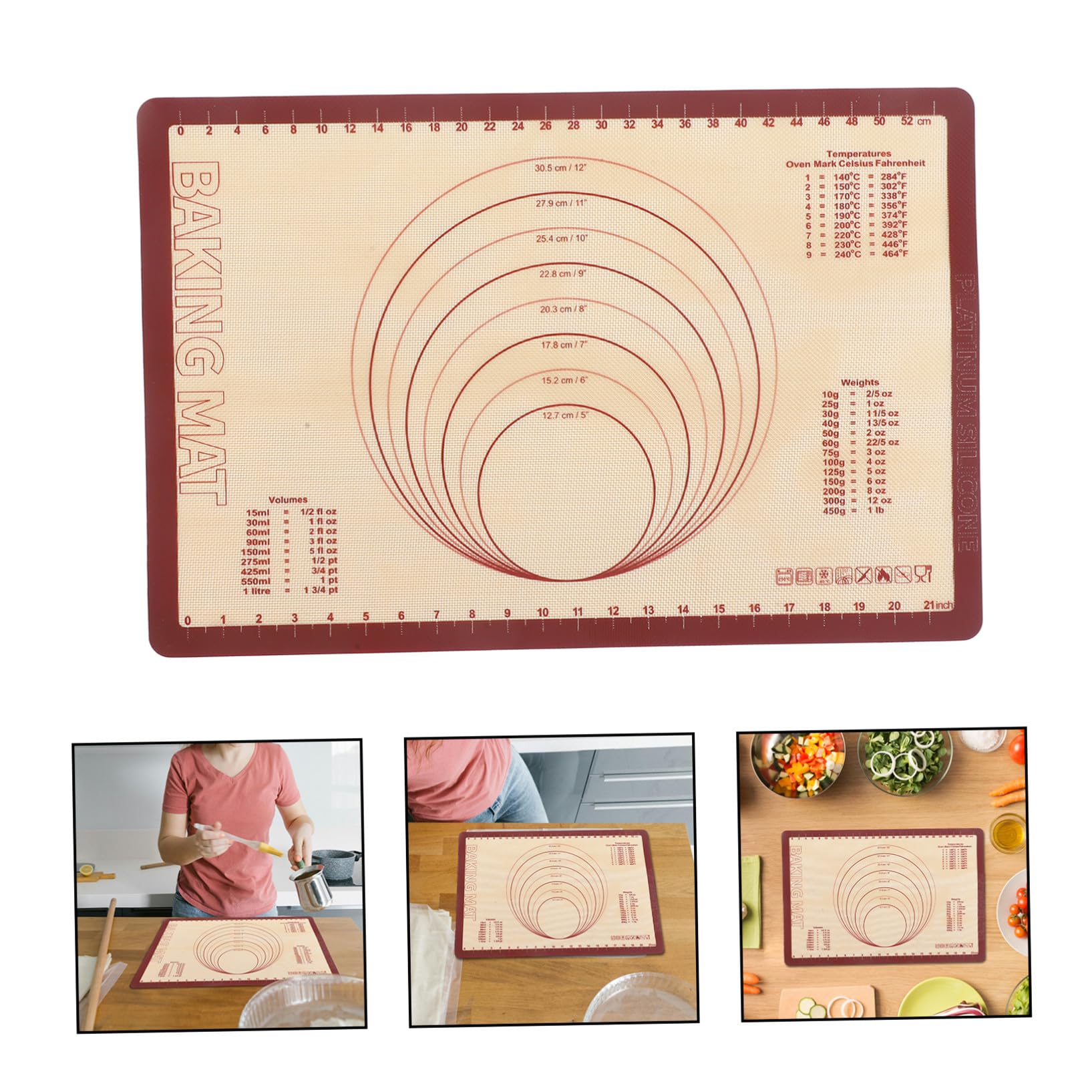 Hochtemperaturbeständige Rutschfeste Silikon backmatte Wiederverwendbare Antihaftbeschichtete Teigunterlage aus Flexiblem Lebensmittelechtem Silikon für Kuchen Gebäck und