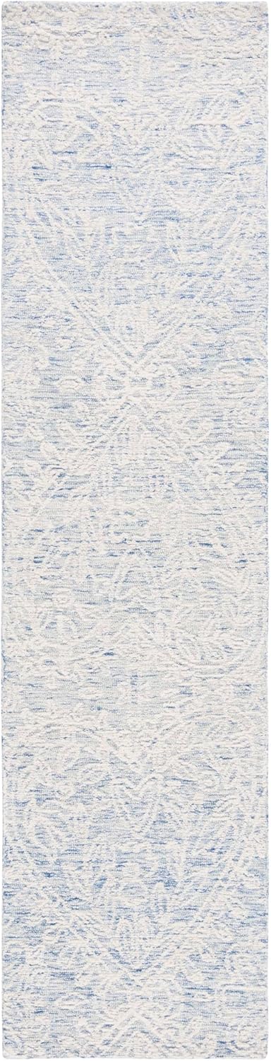 SAFAVIEH Metro Collection Runner Rug - 2'3" x 9', Blue & Ivory, Handmade Wool, Ideal for High Traffic Areas in Living Room, Bedroom (MET887M)