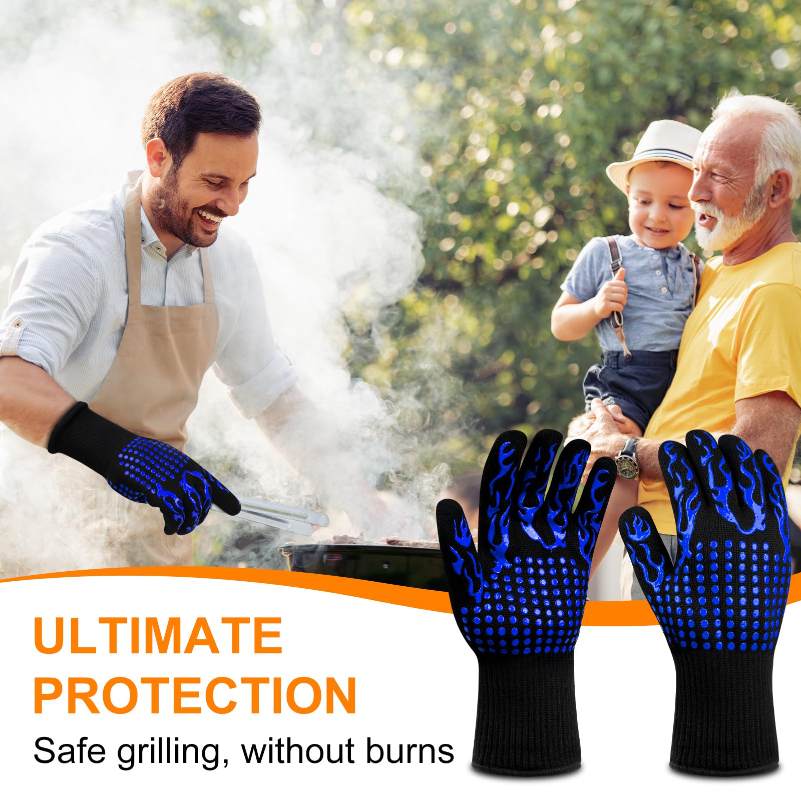 flintronic Grill Gloves Heat Resistant Fire Resistant Oven Gloves Hand Protection Grill Gloves - Image 4
