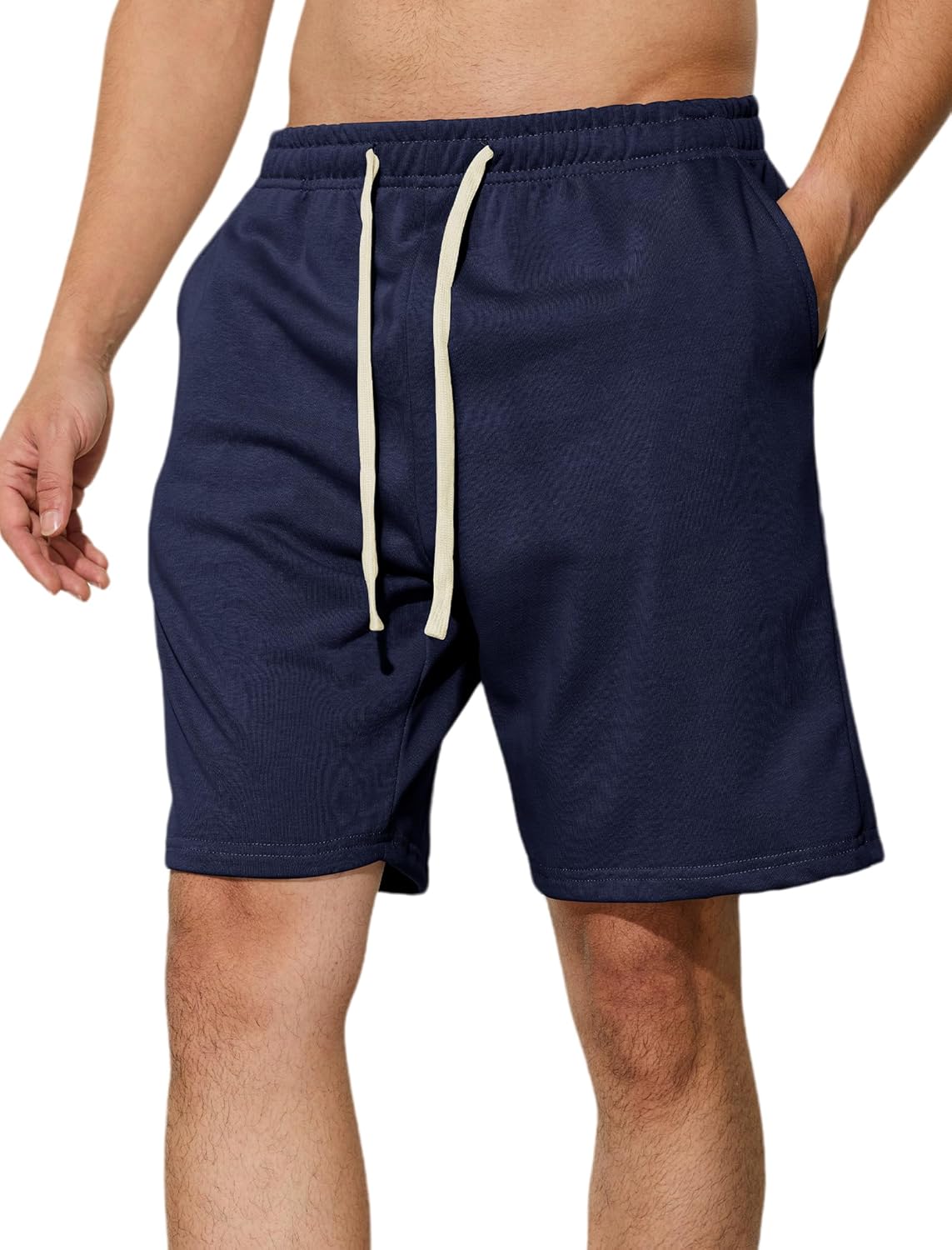 Men's Sweat Shorts 7 Inch Inseam Cotton Summer Beach Shorts Elastic Waist Casual Workout Athletic Shorts - Image 3