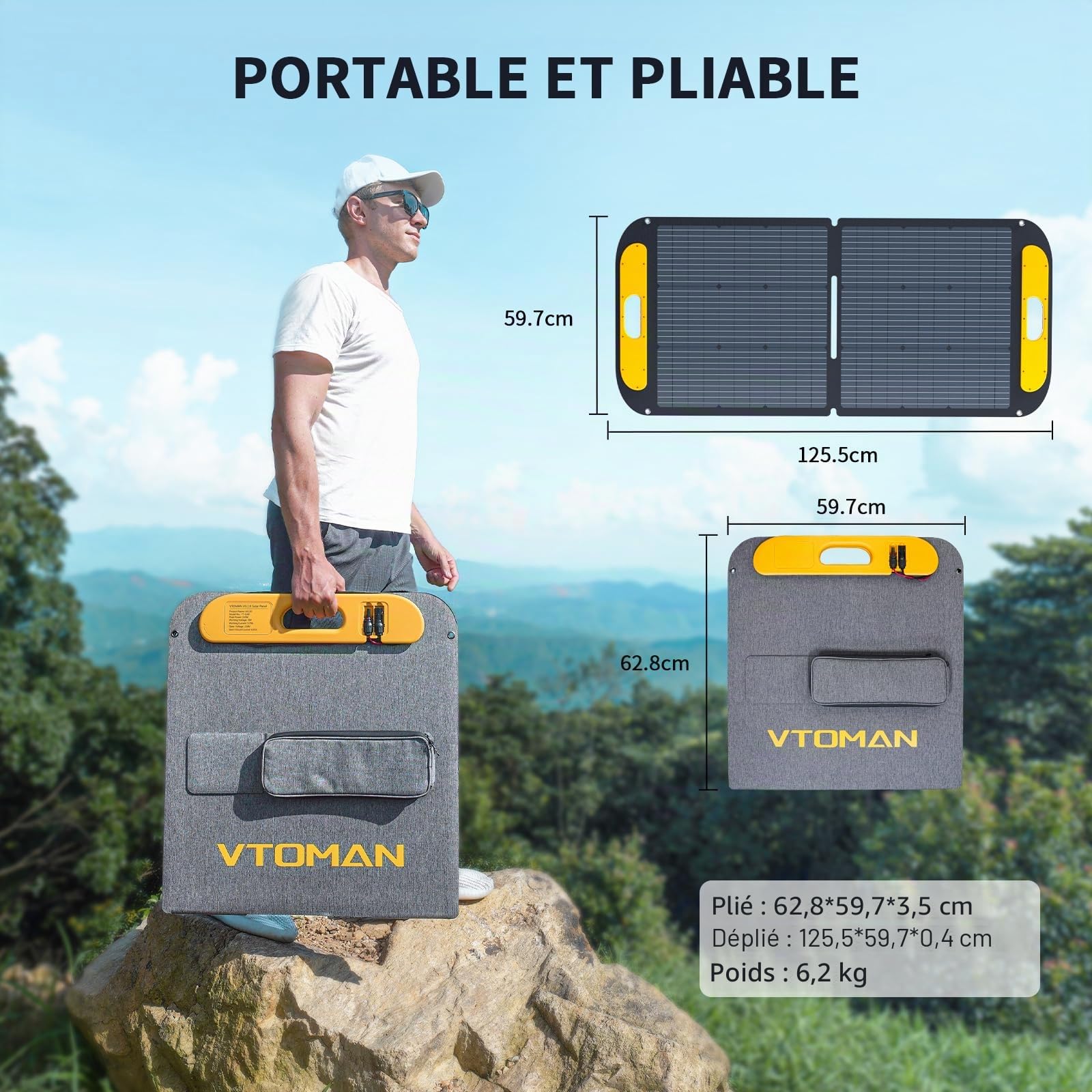 VTOMAN FlashSpeed 300 Station Électrique Portable -110W Panneau Solaire | 230Wh/300W (600W Pic) Camping Générateur, Batterie LiFeP04, 100W USB-C/230V AC Sortie pour Domestique, Pêche