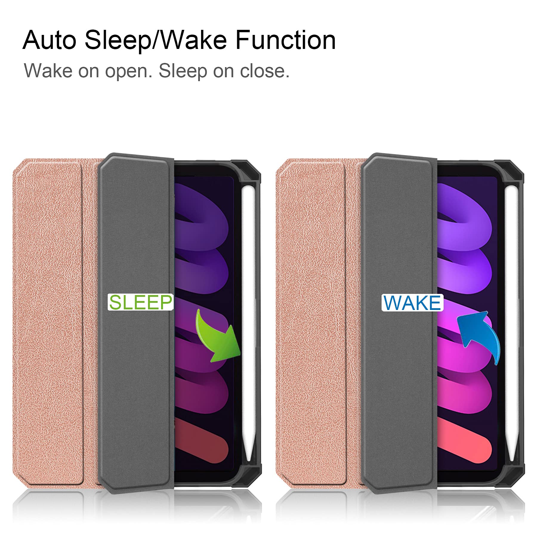 iPad Mini 6 Case 2021 with Pencil Holder, Auto Sleep/Wake iPad Mini 6 Case 2021 with Pencil Holder, Auto Sleep/Wake