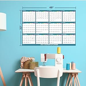 48" x 32" 2026 Dry Erase Calendar for Wall - 2026 Wall Calendar Dry Erase, 2026 Yearly Wall Calendar 12 Month, 2-Side Erasable Calendar, Vertical/Horizontal, Large XL Wet & Dry Erase Laminated - Green