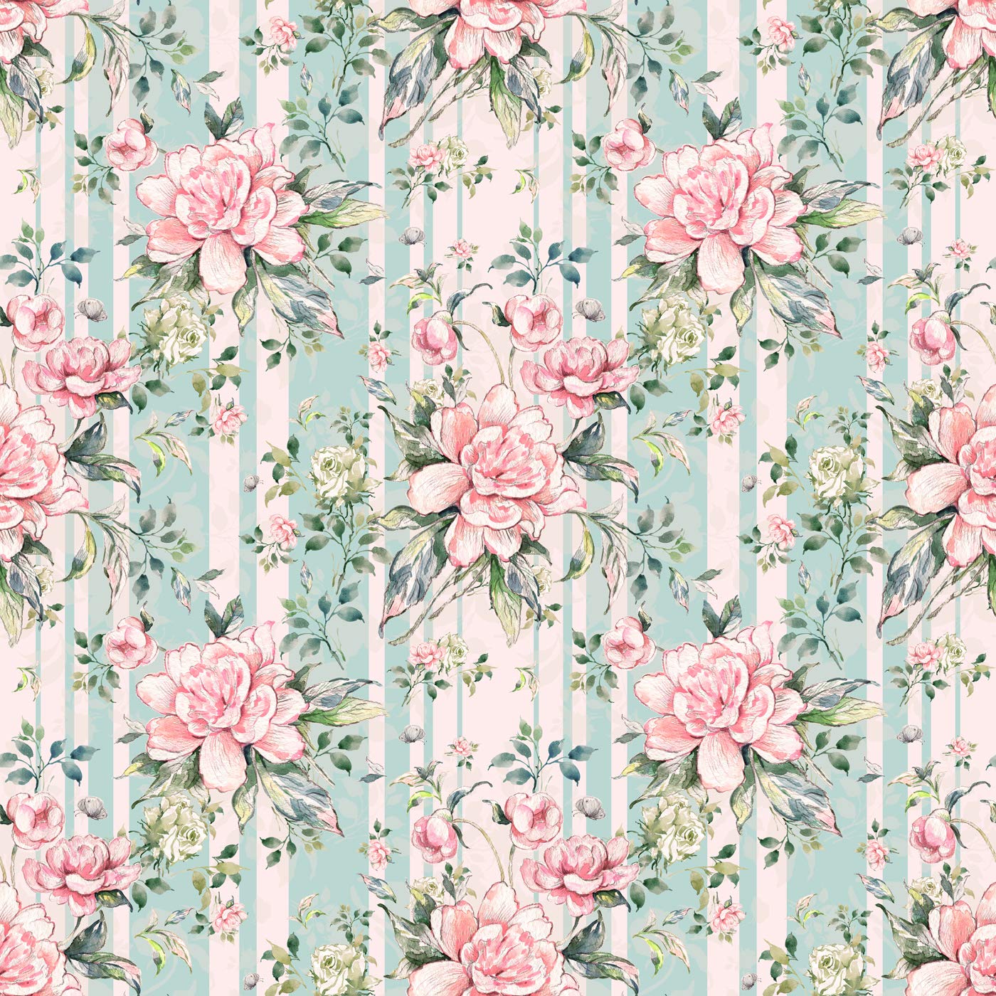 DWELLSINDIA Watercolor Floral in Stripes Self Adhesive Peel and Stick PVC Wallpaper Waterproof, Scratch Resistant, Laminated (41x244 cm, Multicolor, Matt)