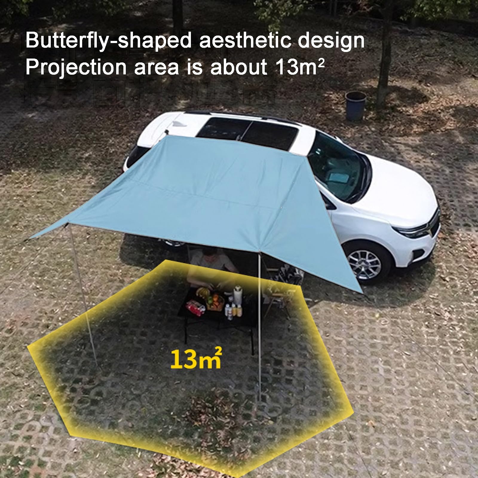 Versatile Tendalino Auto, Tenda da Camper con Palo, Tendalino Camper Universale Impermeabile in Tessuto Oxford Anti-UV(400cm/157in)