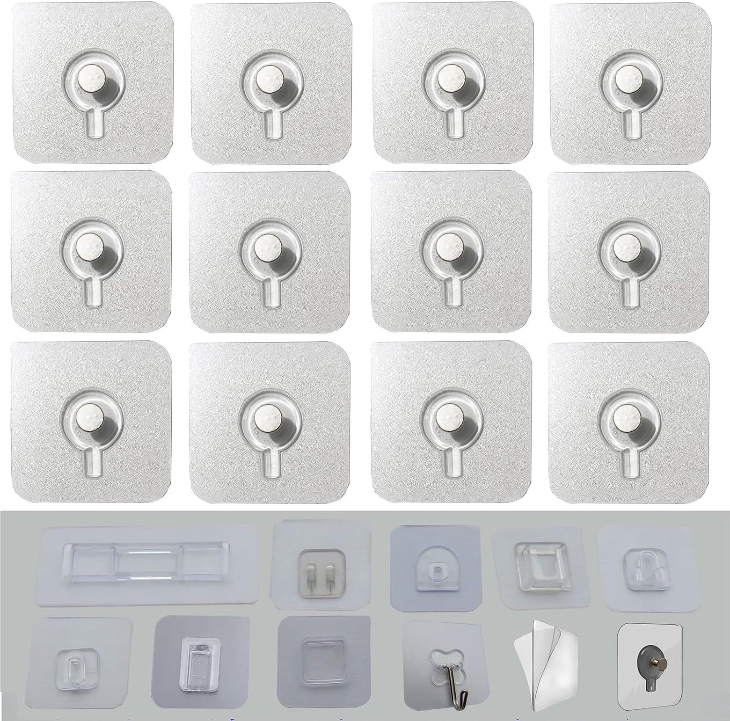12 PCS Wall Mounted Replacement Sticky Pads for Kitchen Bathroom Shower Caddy Organizer Rack Holder Nail Free Adhesive Hooks (n Shape) image 3