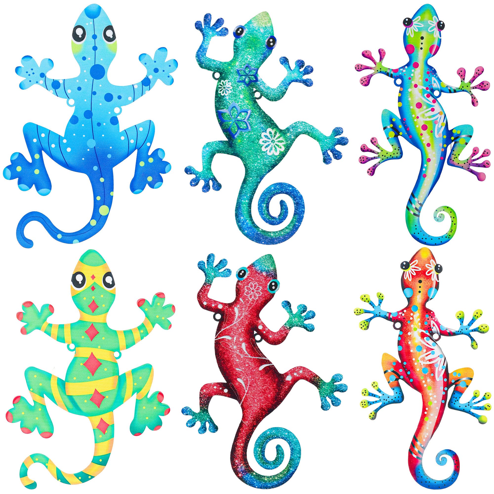 Lézard en métal anti-rouille pour décorer une clôture extérieure abîmée lot de 6 geckos