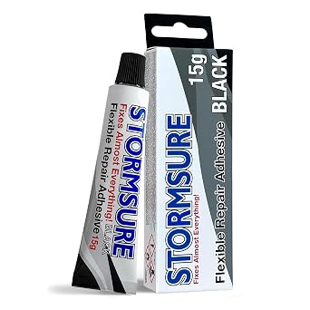 Stormsure Flexible Repair Adhesive 15g Black - for Strong, Waterproof, and Flexible Repairs to Shoe Soles