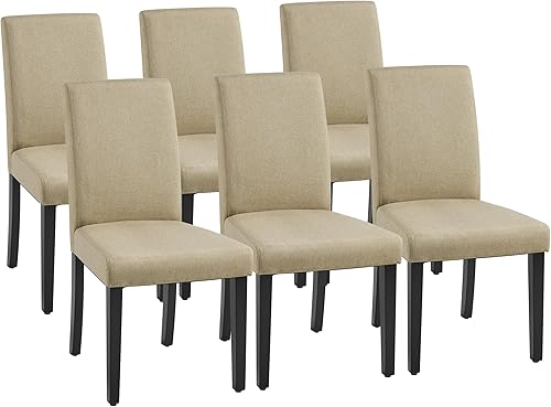 Miniatura 109 de Yaheetech Parson - Juego de 4 sillas de comedor tapizadas de tela con asiento acolchado y patas de madera maciza para comedor/restaurante, diseño