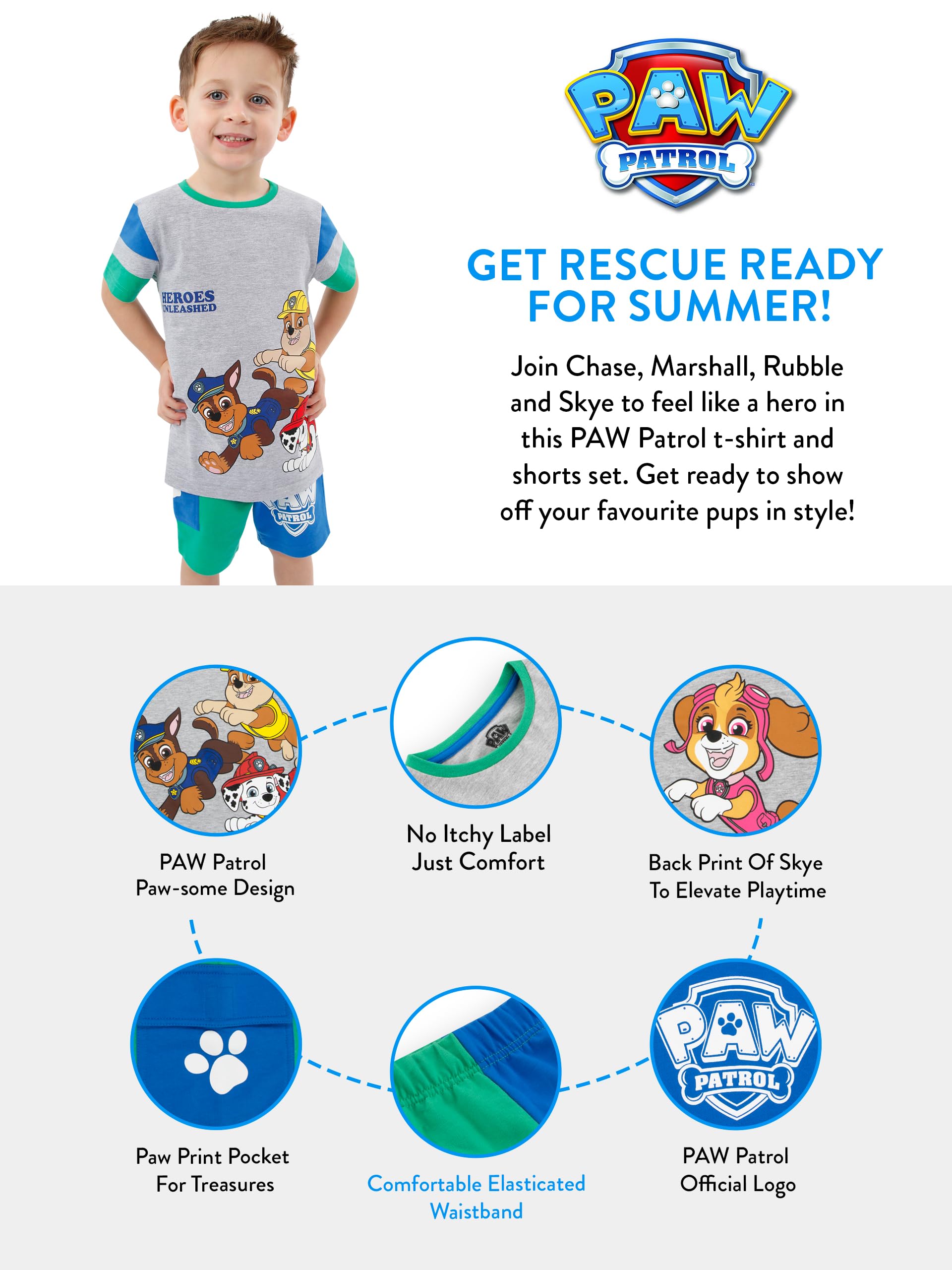 Paw Patrol Outfit | Vêtements Pour Garçons | Ensemble Short Tee Shirt Garçon