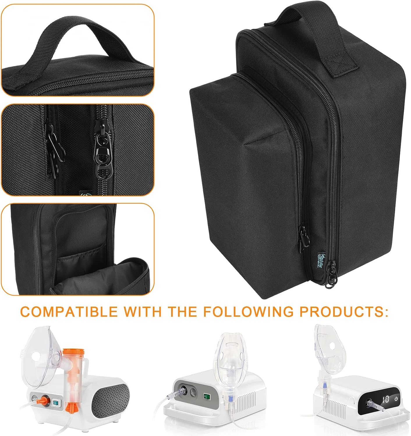 Beautyflier Nebulizer Carry Bag for Nebulizer Machine Personal Compressor, Portable Storage Carry Bag, Protective Travel Case for Nebulizer Machine for Adults and Kids, Space for Masks, Cables