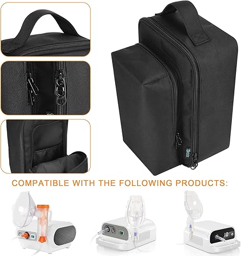 Vista 7 de Beautyflier Bolsa de transporte para nebulizador para compresor personal de máquina nebulizadora, bolsa de transporte de almacenamiento portátil