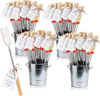 96 Sets S'mores Party Favor Includes Smores Sticks for Fire Pit Celebrate Smore Birthday Party Favors Tags with String Extendable Marshmellow Sticks Smores Skewers for Wedding Camping