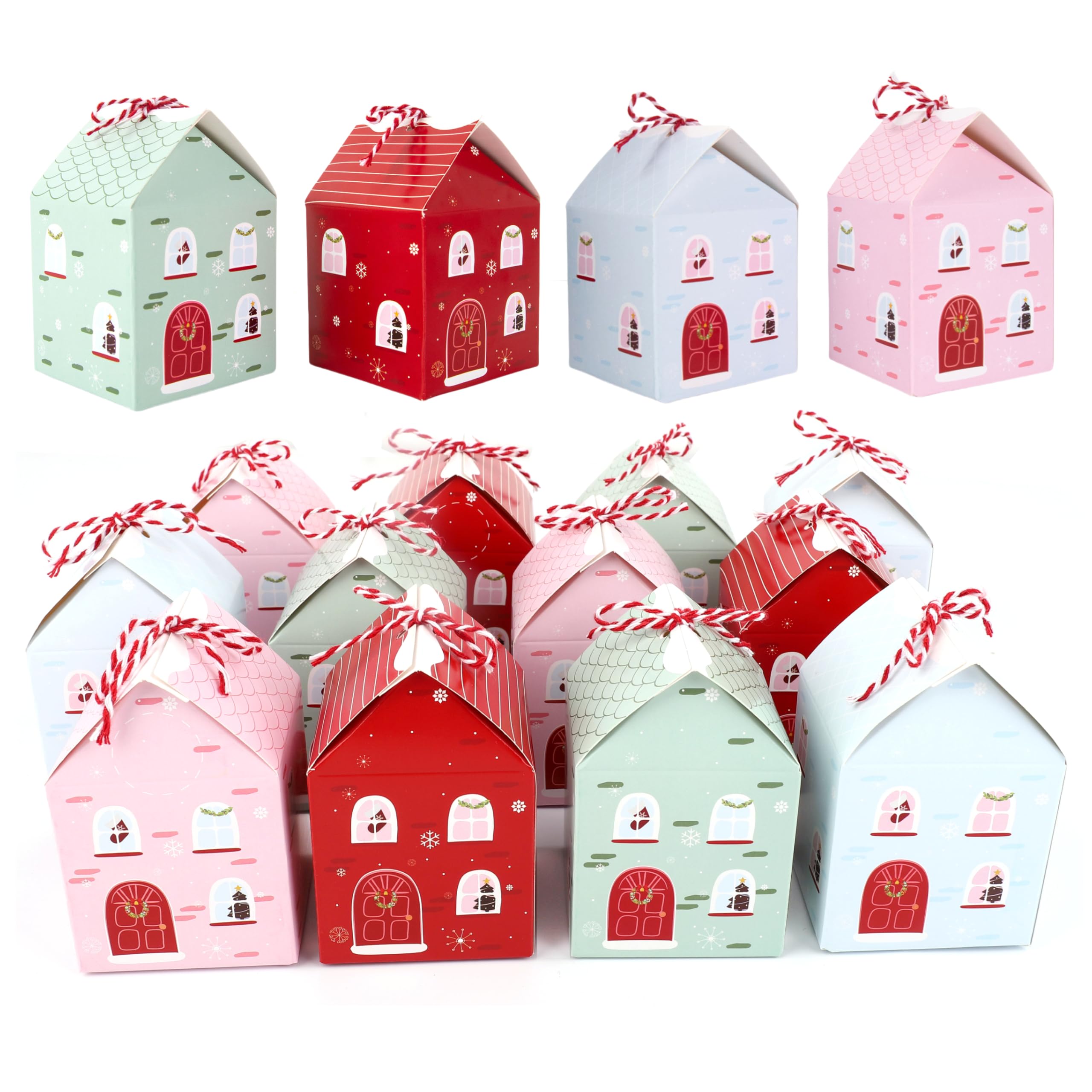 GISELA D 24pcs Advent Calendar Boxes DIY Christmas Advent Calendar House-shaped Boxes for Gifts Treats and Candys