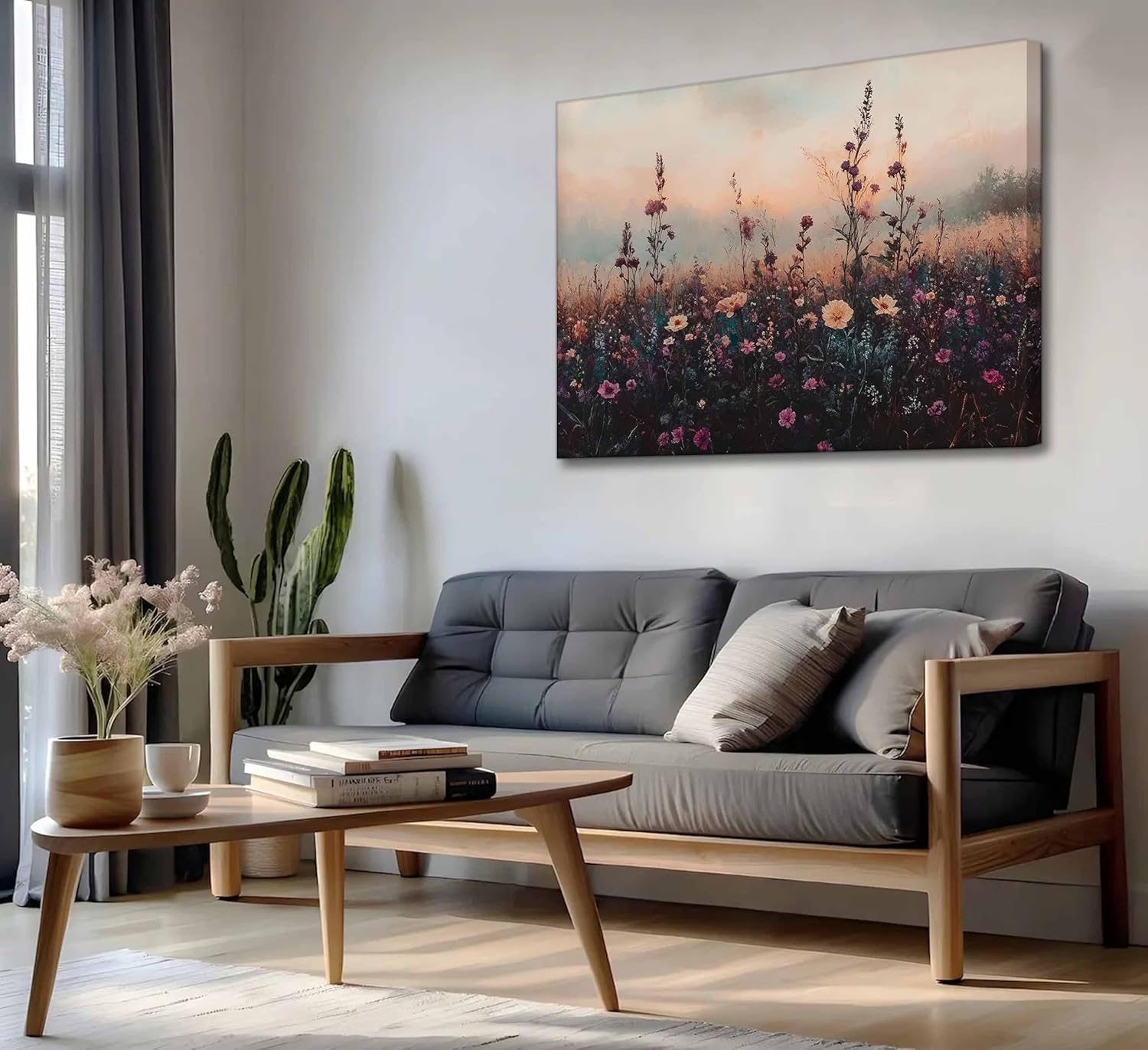 Condition photo showing New/Like New for moody wildflowers canvas wall art retro autumn and summer flowers autumn dark college painting picture wall decor retro wildflowers posters print artwork for living room bedroom office home decoration