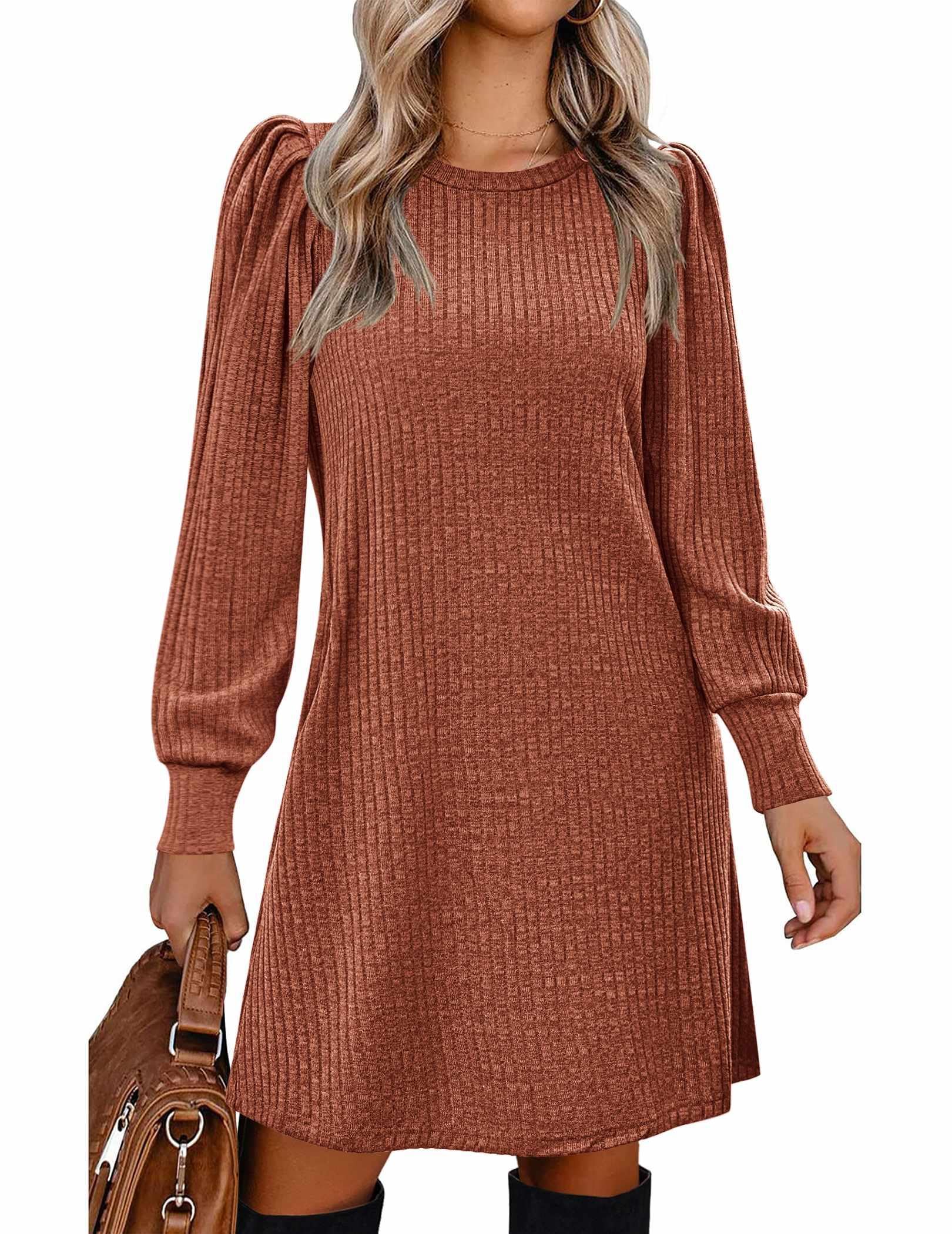 Zeagoo Women Fall Winter Dress Knitted Pullover Dresses