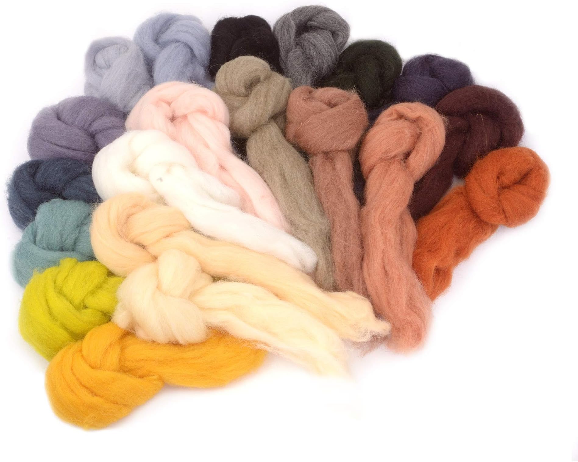 Glaciart One Spinning Fiber Merino Wool - Super Soft 20 Colors (7oz/200gram Pack) Unspun Roving Wool for Felting and Felting Yarn Craft Supplies