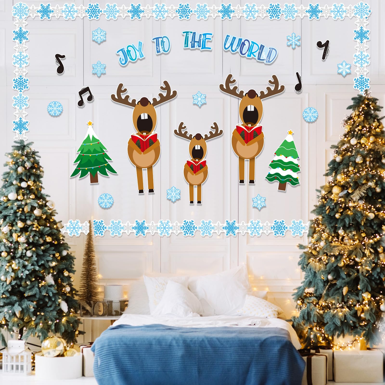 Snapklik.com : 62 Pcs Christmas Bulletin Board Decoration Christmas  Reindeer Music Classroom Bulletin Board Sets Joy To The World Snowflakes  Paper Cutouts For Xmas Party Supplies School Winter Holiday Decor, image size:1600x1600