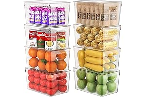 8 Pack Clear Storage Bins with Lids Stackable