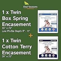 Vista 1 de Paquete - 2 artículos: Protector de colchón con cremallera de tamaño individual y parte superior de algodón de rizo + funda de somier