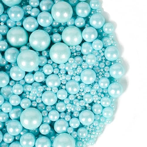 Kasvan Blue Pearl - Gránulos de azúcar comestibles Perlas de caramelo comestibles 4.59 oz4.58 onzas, tamaño mezclado, decoraciones de pasteles para