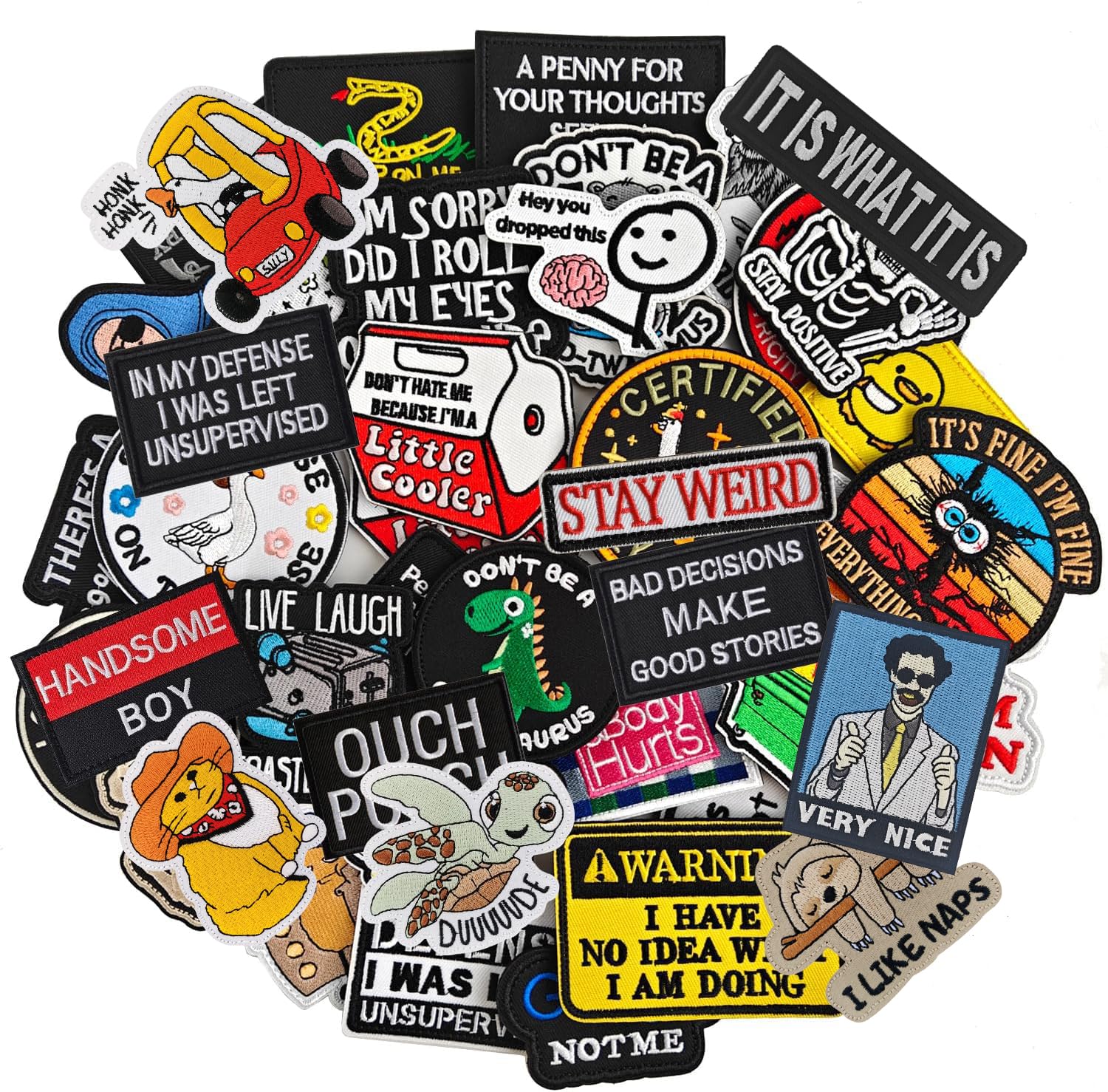 Photo 1 of Jefuzh 50pcs Random Embroidered Hook and Loop Patches