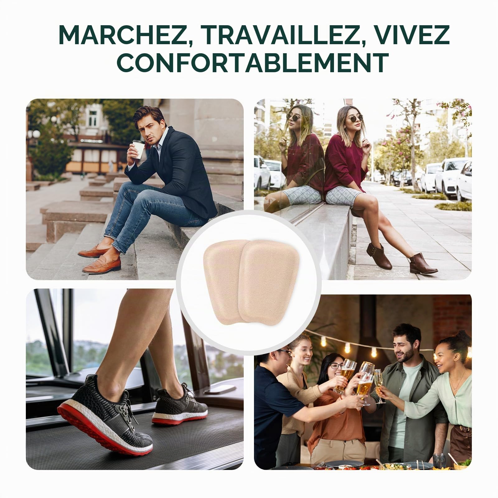 Welnove 2 paires Coussinet Languette Chaussure - Mousse chaussure à mémoire de forme et daim, auto-adhésifs, pour bottes, chaussures en cuir et chaussures de ville, coussinet chaussure trop grande,L