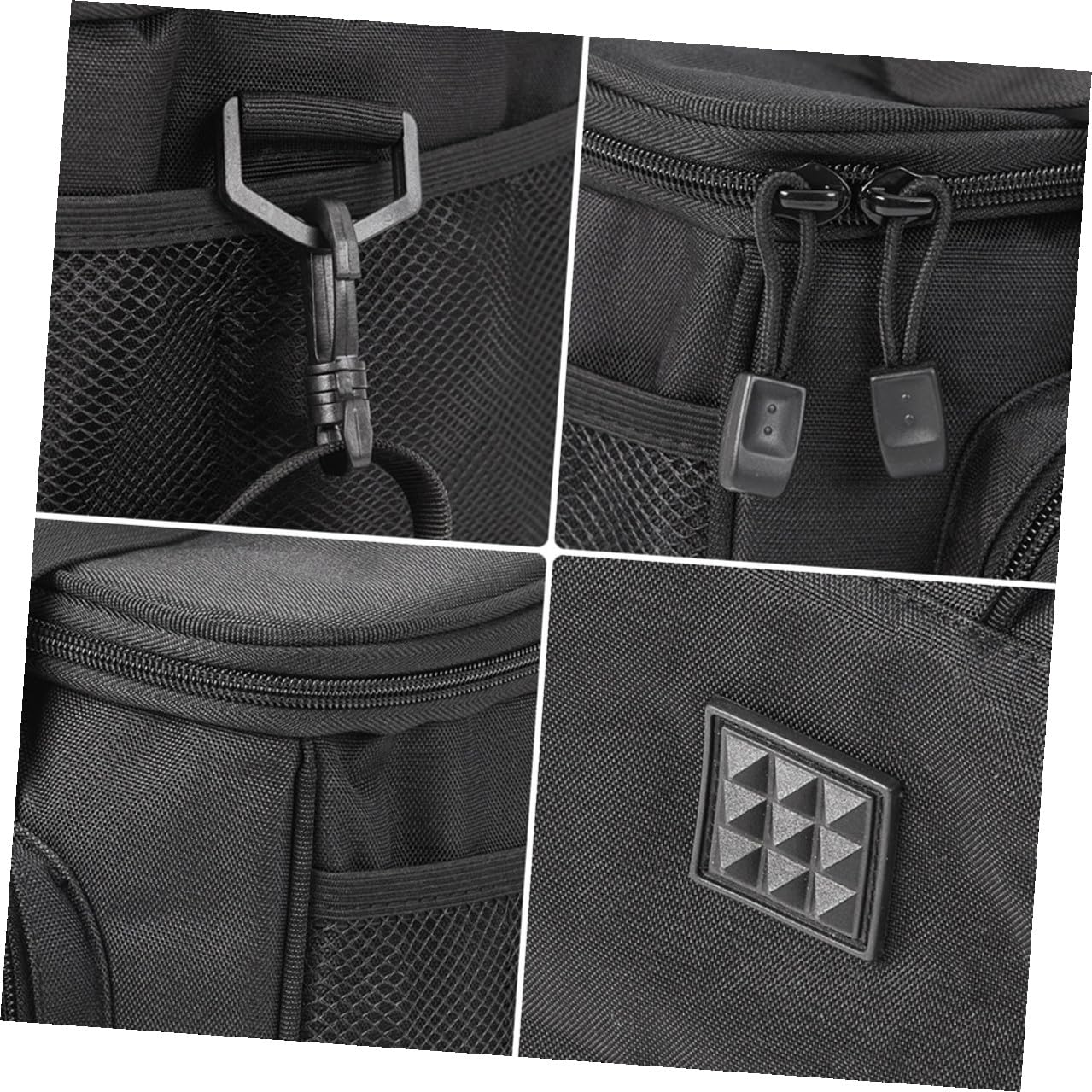 Paquet Bandoulière Réglable et Détachable Noir de Pêche en Tissu Oxford Multi-Poches pour Rangement D'accessoires pour Sorties