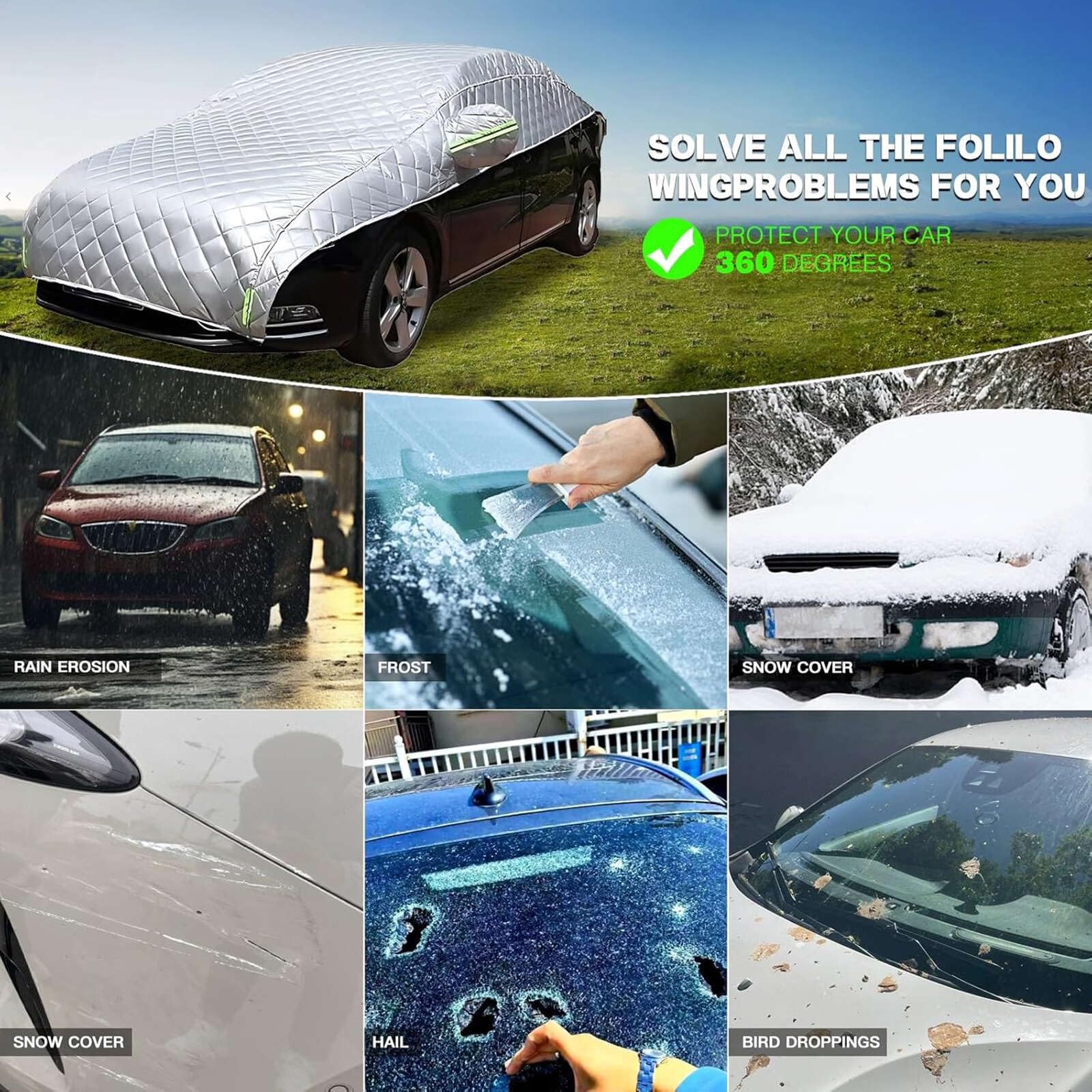Bache Voiture Exterieur Anti Grele pour Ford Capri EV 2024-2026, Étanche Housse Voiture avec Doublure en Coton, Exterieur Housses de Protection Contre Soleil Pluie Neige UV